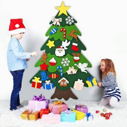 PlayXmasTree™ - Doe-het-zelf Kinder Kerstboom | Speel met je Gezin | Duurzaam Vilt | 100 cm met +20 decoraties