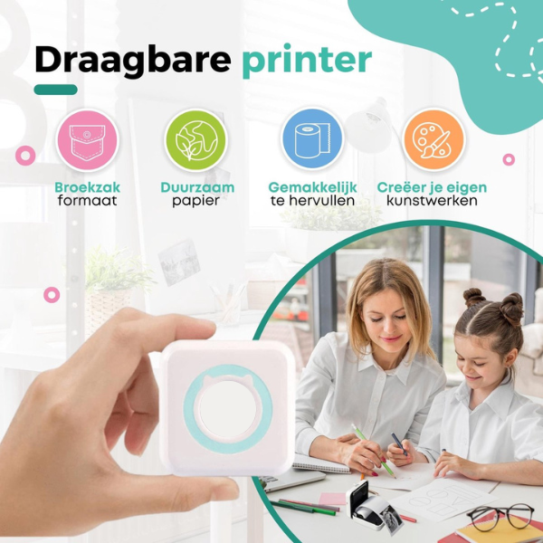 PrintNow™ - HD Mini Draagbare Printer | Bluetooth - Incl 5 GRATIS rollen papier - Overal mogelijkheid tot Printen