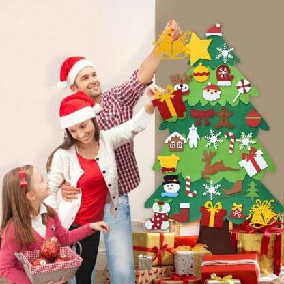 PlayXmasTree™ - Doe-het-zelf Kinder Kerstboom | Speel met je Gezin | Duurzaam Vilt | 100 cm met +20 decoraties