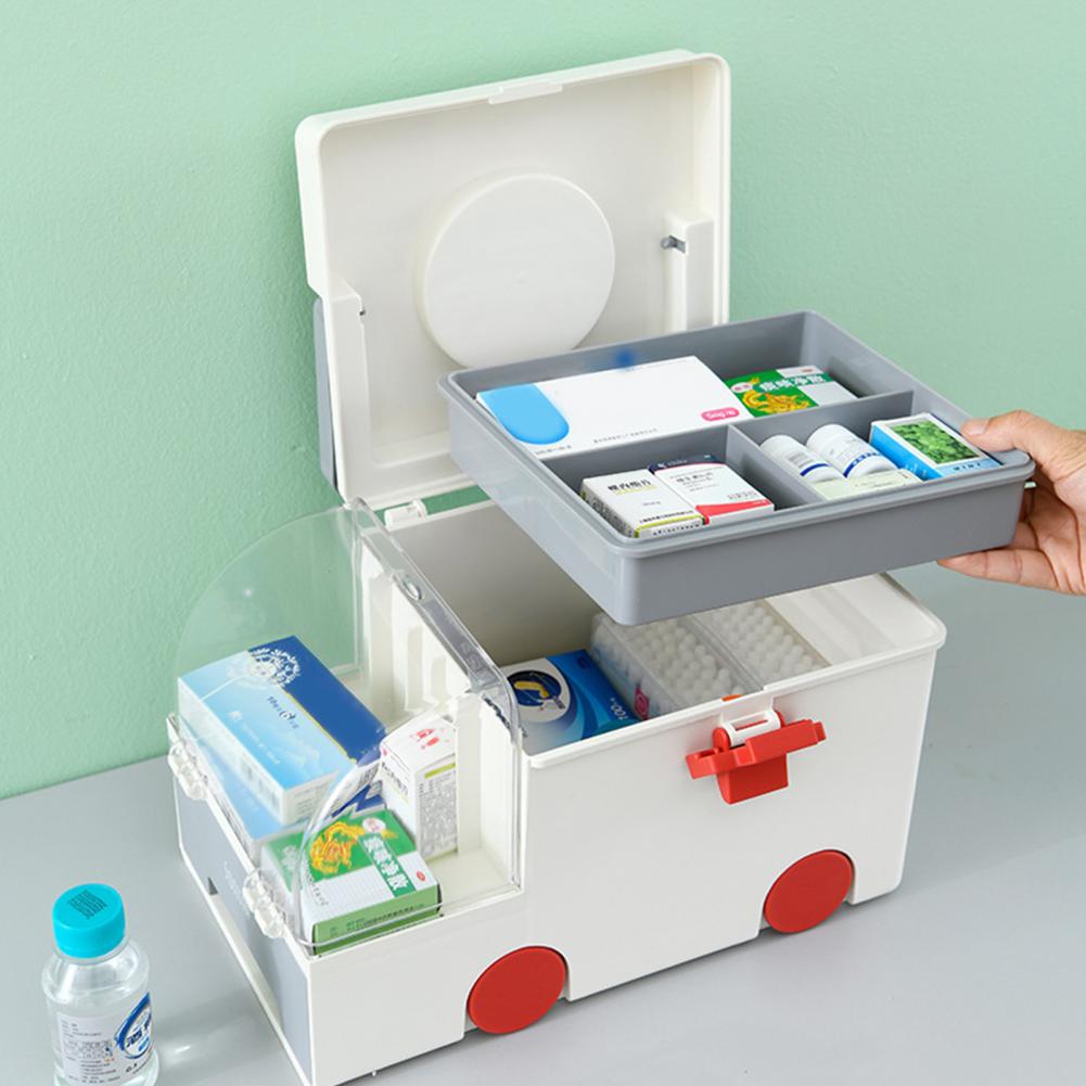 HappyPill™ - EHBO Kit | Alle EHBO Basisbenodigdheden in 1 Ambulance - Praktische Opbergvakken - Stevig - Goed Afsluitbaar